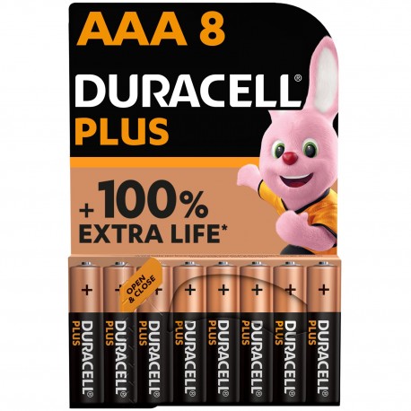 PILA ALCALINA LR03 AAA 1,5V POWER PLUS DURACELL 8 PZ