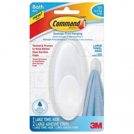 COMMAND BAÑO GANCHO GRANDE PARA TOALLAS
